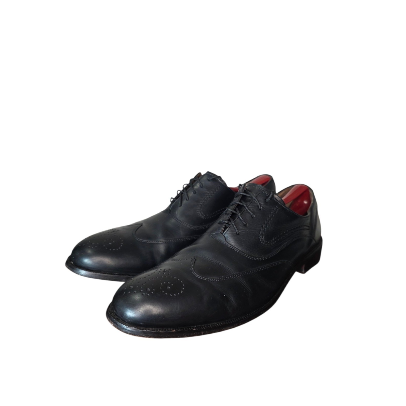 Johnston Murphy Signature Wingtip Oxfords Mens 12 Black Leather Dress Shoes